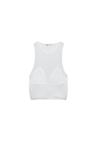 RIBBED TULLE TOP
