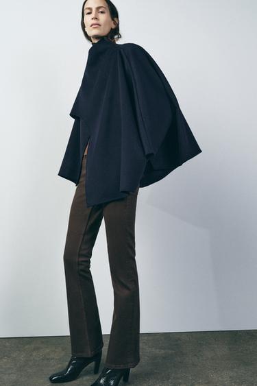 JEANS ZW COLLECTION BOOTCUT بسرج قصير - بني الخاص بـ Zara