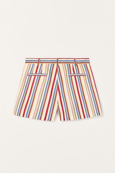 STRIPED LIMITED EDITION SHORTS - Ecru / Red by Zara - Image 4