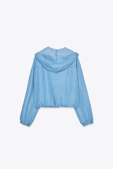 ADJUSTABLE HEM HOODED JACKET - Light indigo by Zara - Image 5