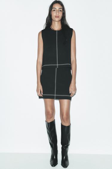 TOP PUNTO MANGA SISA - Negro de Zara