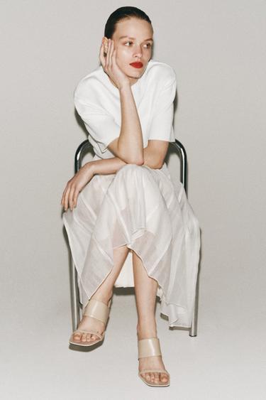 LEATHER HIGH-HEEL MULES - Ecru White by Zara