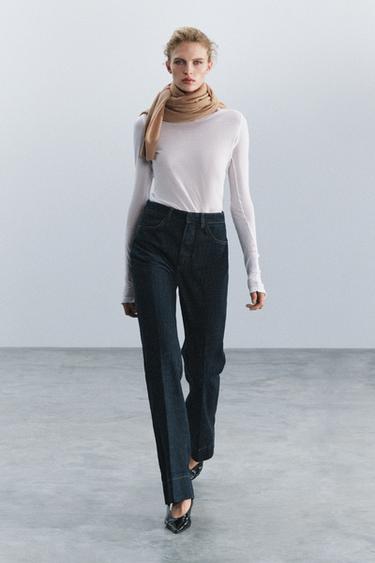 Zara ZW COLLECTION HIGH-RISE FLARE FIT JEANS - Blue