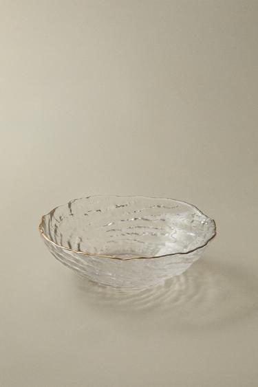 GLASS BOWL WITH GOLD RIM - Gold by Zara