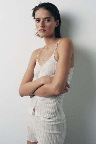 PLEATED FINE KNIT TOP - White by Zara