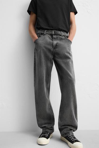 ДЖИНСЫ RELAXED FIT С ПОЯСОМ — СЕРЫЙ от Zara