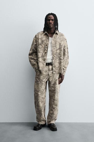 ABSTRACT PRINT OVERSHIRT - camel by Zara - Image 0