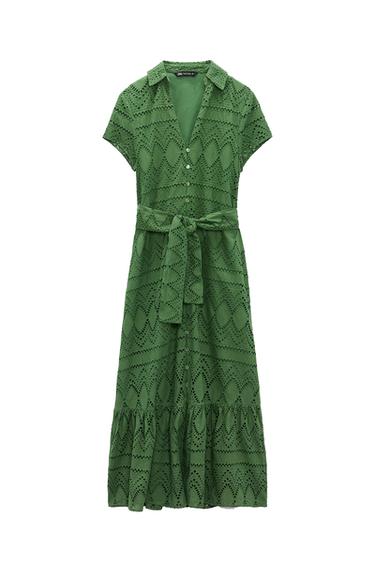 SHIRT DRESS WITH CUTWORK EMBROIDERY
