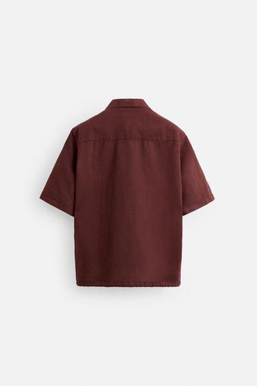 CHEMISE LIN - COTON - Bordeaux de Zara - Image 6