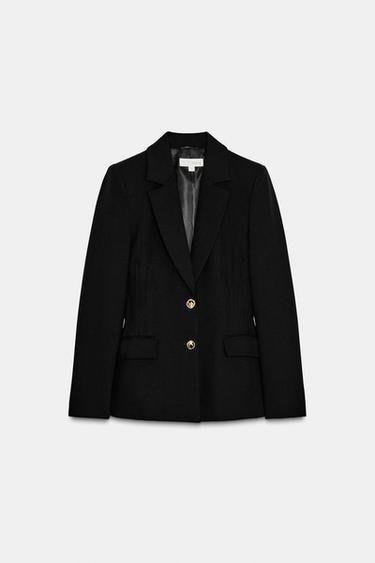 FITTED BLAZER WITH SHOULDER PADS - Black by Zara