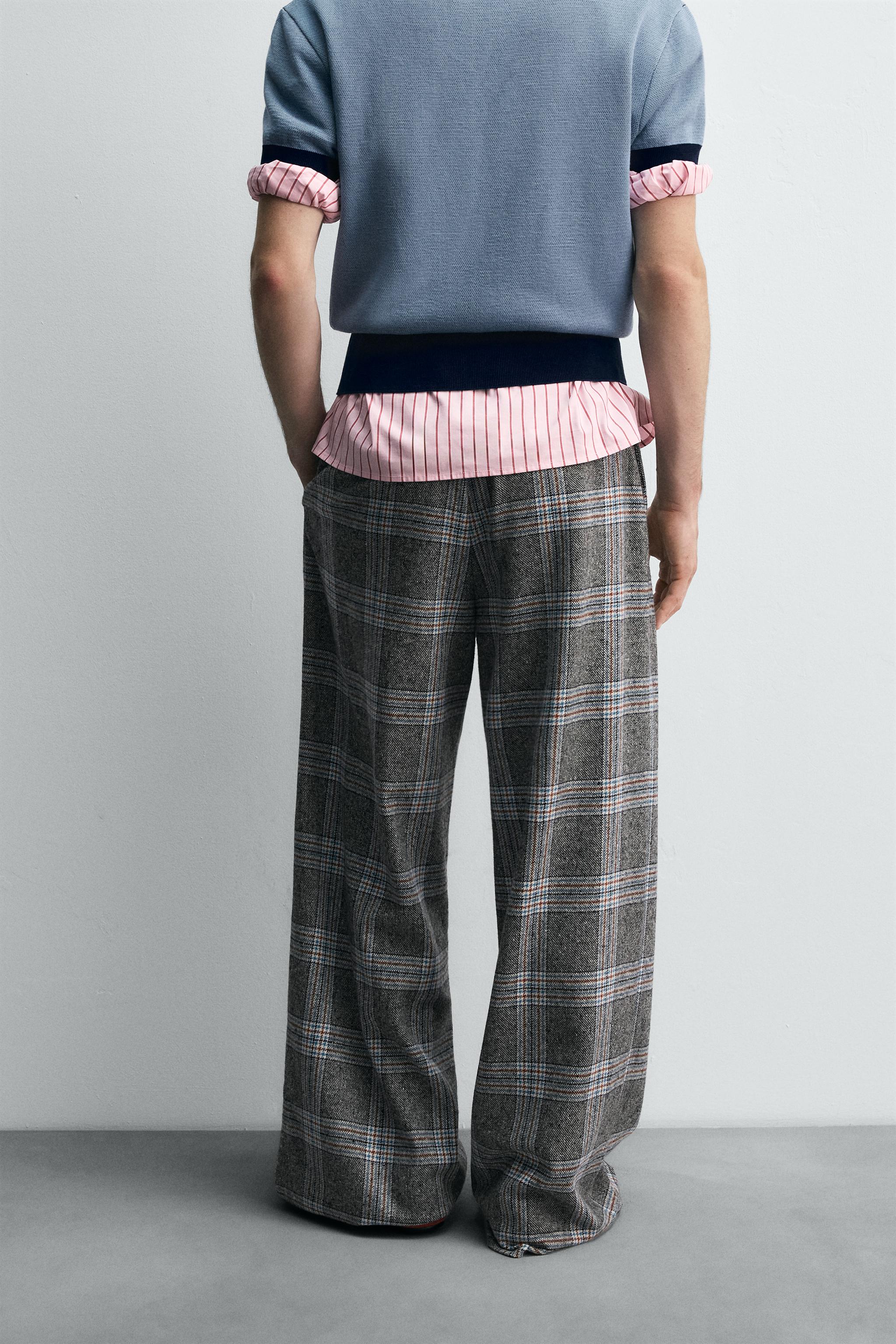 WIDE-LEG CHECK TROUSERS HARRY LAMBERT FOR ZARA X DISNEY - Gray