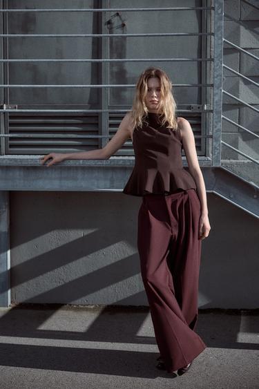 ТОП С БАСКОЙ — ТЕМНО-БАКЛАЖАНОВЫЙ от Zara — изображение 0