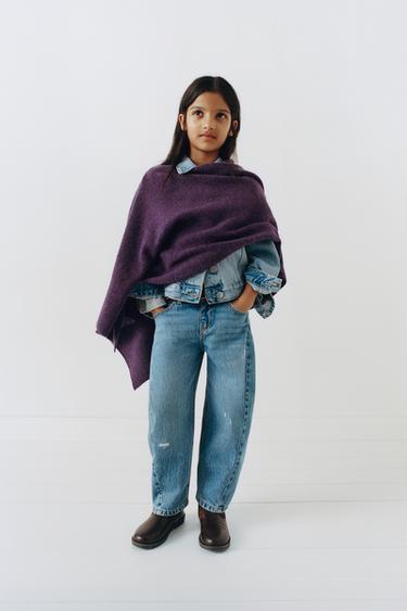 FINE KNIT CAPE - Dark purple by Zara