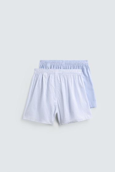 LOT DE DEUX BOXERS EN POPELINE ASSORTIS - Bleu de Zara - Image 4