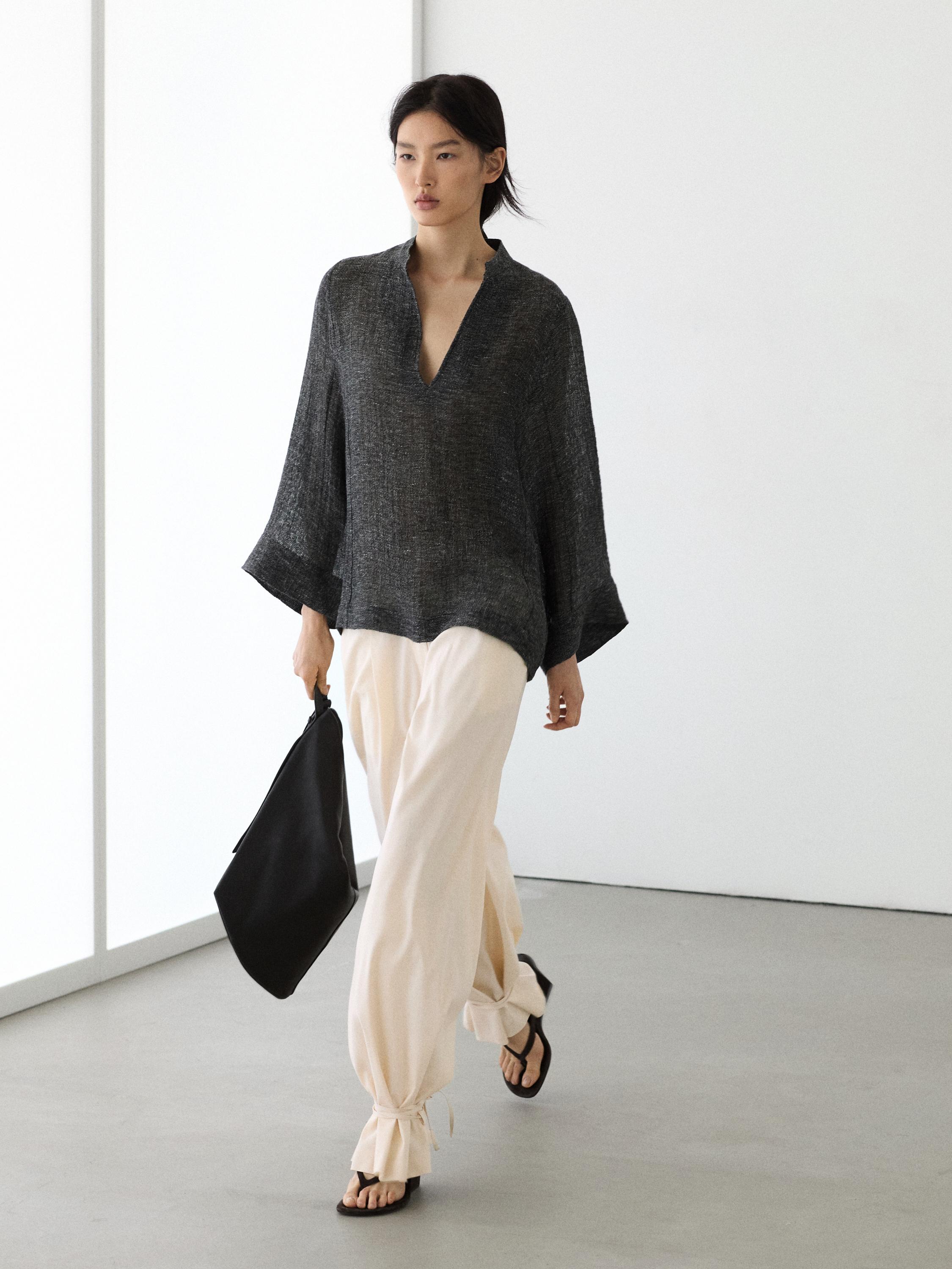 Blouse total look lin mélangé