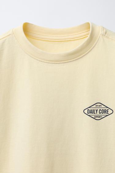 T-SHIRT IMPRIMÉ LOGO - Jaune de Zara - Image 2