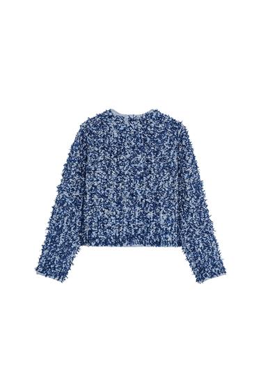 CHAQUETA PUNTO ENTRELAZADO - Azul de Zara