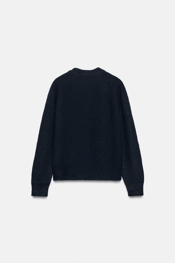 WOOL BLEND AND ALPACA JUMPER - Navy blue by Zara - Image 2