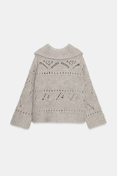 GILET EN MAILLE ÉPAISSE POINTELLE - Beige de Zara - Image 3