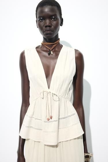 TOP ENTREDOSES MANGA SISA - Crudo de Zara