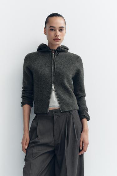 Zara DOUBLE PLEAT PANTS - Anthracite grey