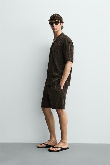 GEOMETRIC JACQUARD BERMUDA SHORTS - Brown by Zara