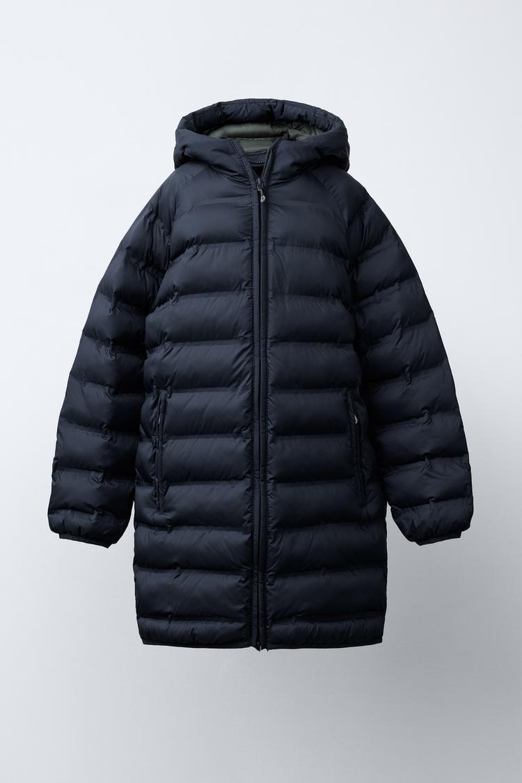 WATER-REPELLENT ULTRALIGHT PADDED LONG JACKET Navy blue ZARA India
