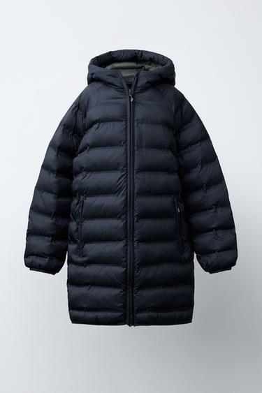 WATER-REPELLENT ULTRALIGHT PADDED LONG JACKET - Navy blue by Zara