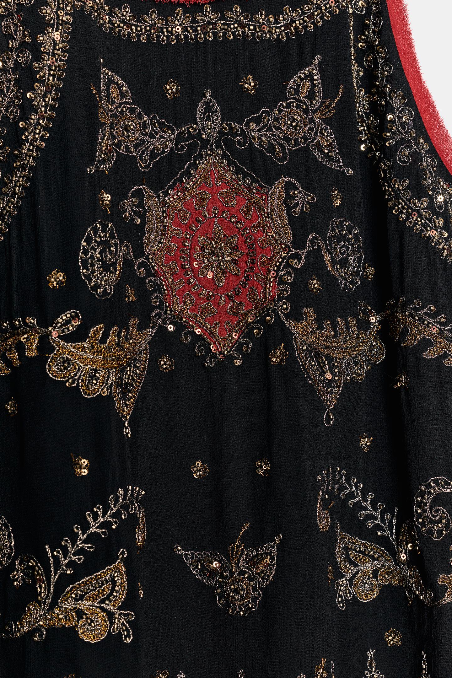 Женский топ Zara ZW Collection Embroidered Beaded Combined, цвет: Чёрный — фото 10