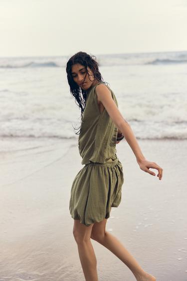PUFF MINI SKIRT - Dark khaki by Zara - Image 4