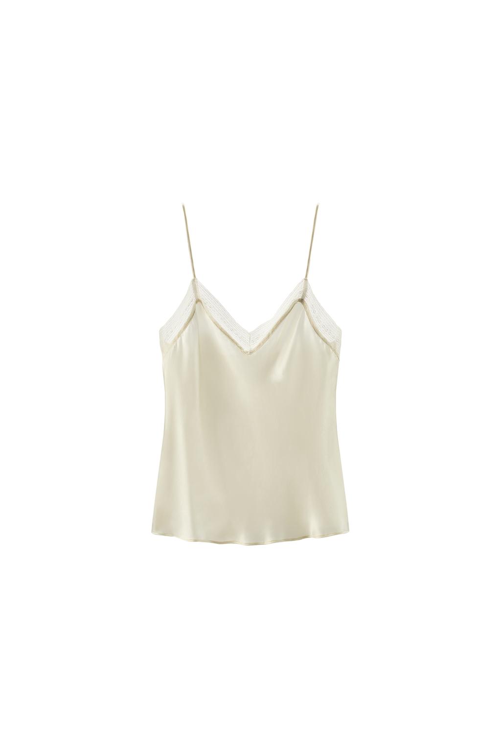 100% SILK LACE TRIM TOP - image 3