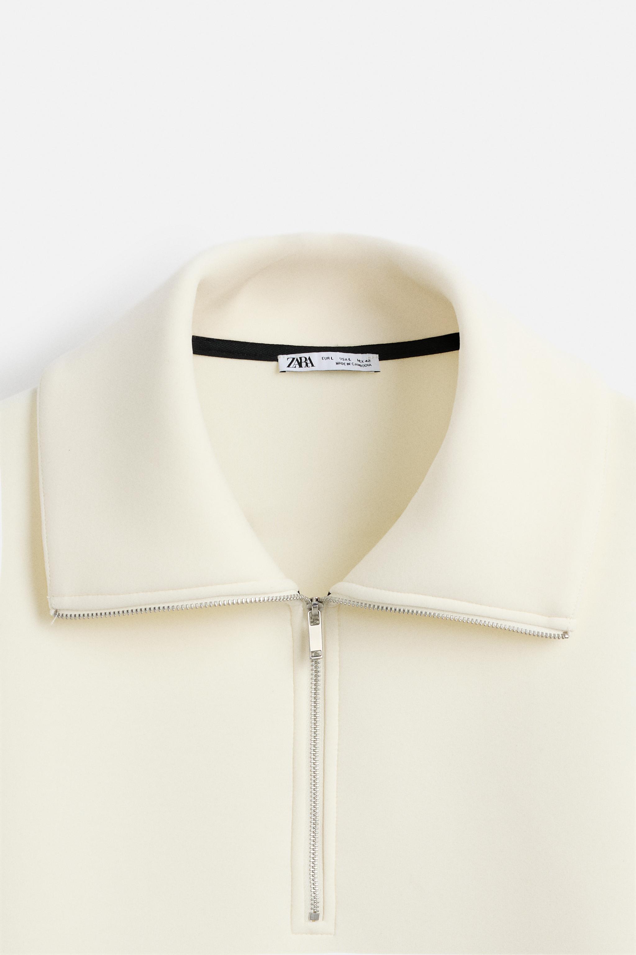 QUARTER ZIP SWEATSHIRT - Oyster-white | ZARA Canada
