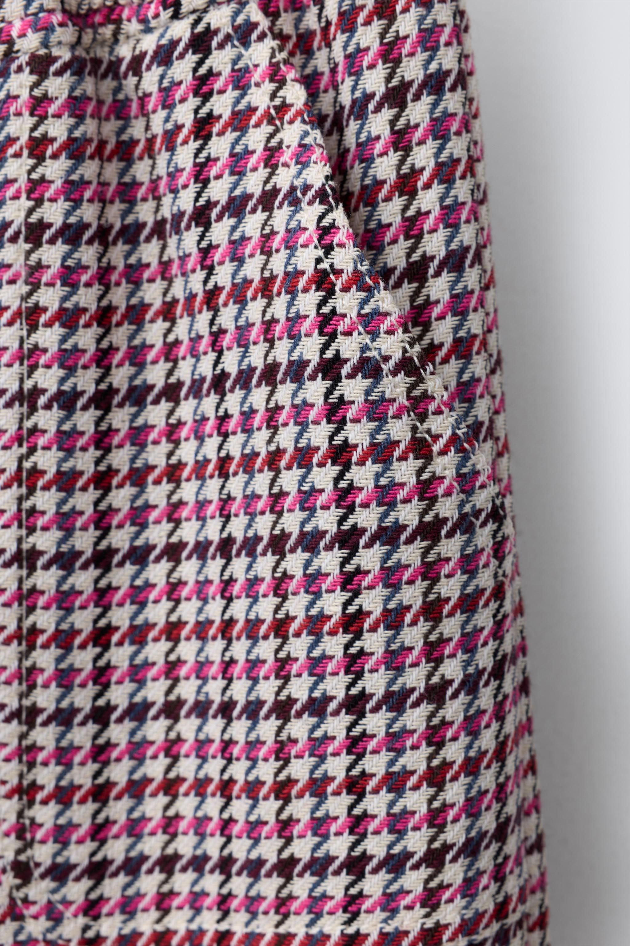 TEXTURED HOUNDSTOOTH WIDE LEG PANTS