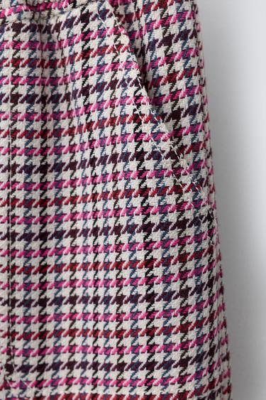 PANTALON WIDE LEG STRUCTURÉ PIED-DE-POULE - Rose de Zara - Image 3