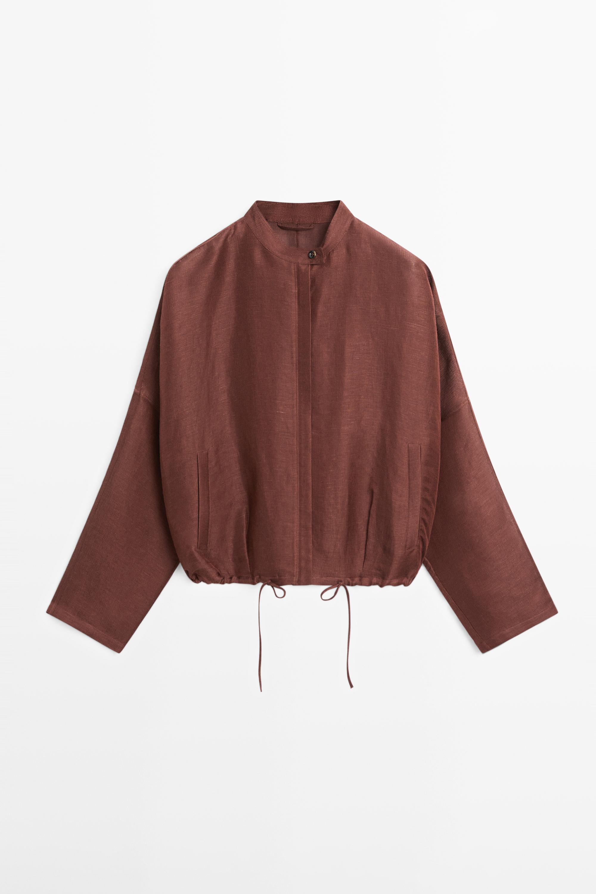 Veste bomber en mélange de lin