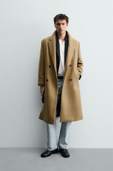 ABRIGO CRUZADO CON LANA - Tostado de Zara - Imagen 0