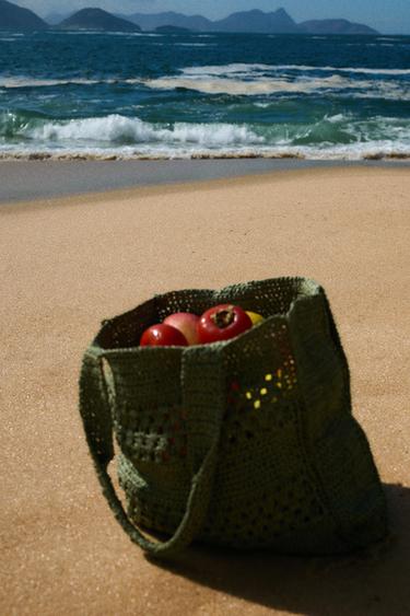 SAC SHOPPER TRESSÉ - Vert de Zara - Image 0