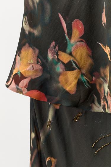 BEADED PRINTED CAPE DRESS - Black by Zara - Image 7