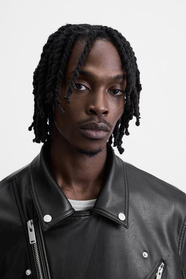 VESTE DE MOTARD MATIÈRE SYNTHÉTIQUE - Noir de Zara - Image 5