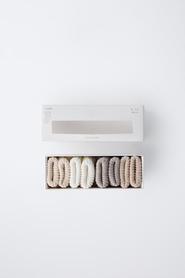 4-PACK OF COLOURFUL SOCKS - Light beige by Zara