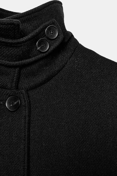 SHORT WOOL COAT WITH HIGH NECK - Black by Zara - Image 9