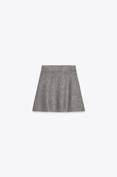 WOOL MINI SKIRT - Grey by Zara