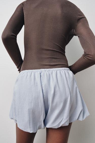 STRIPED CULOTTES SHORTS - Sky blue by Zara - Image 1