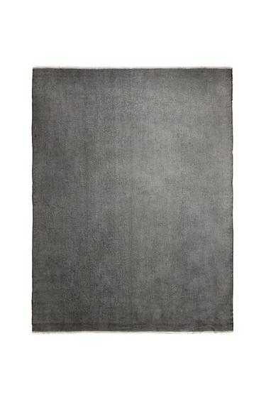 Zaras TUNN PLÄD MED FRANSAR - Grå antracit