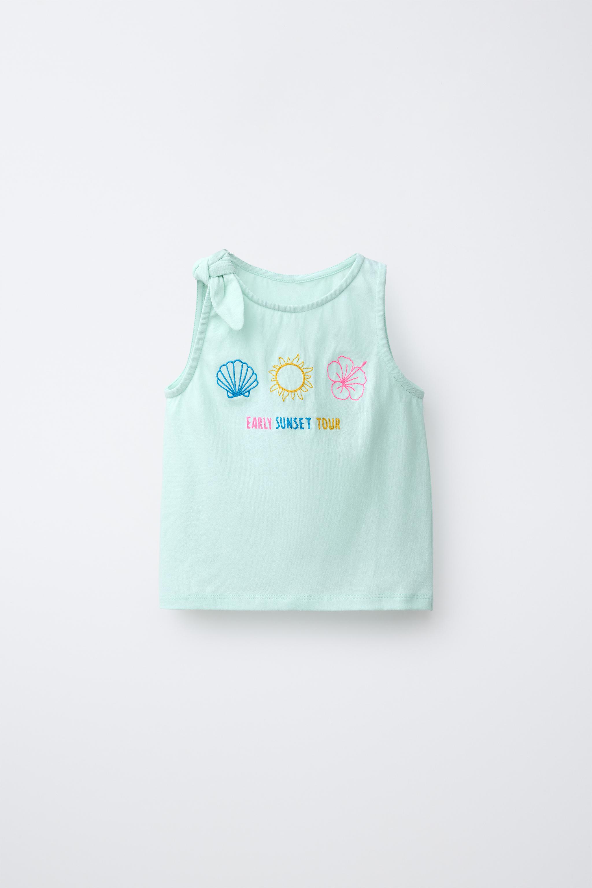 TROPICAL EMBROIDERED KNOT T-SHIRT — Sea green