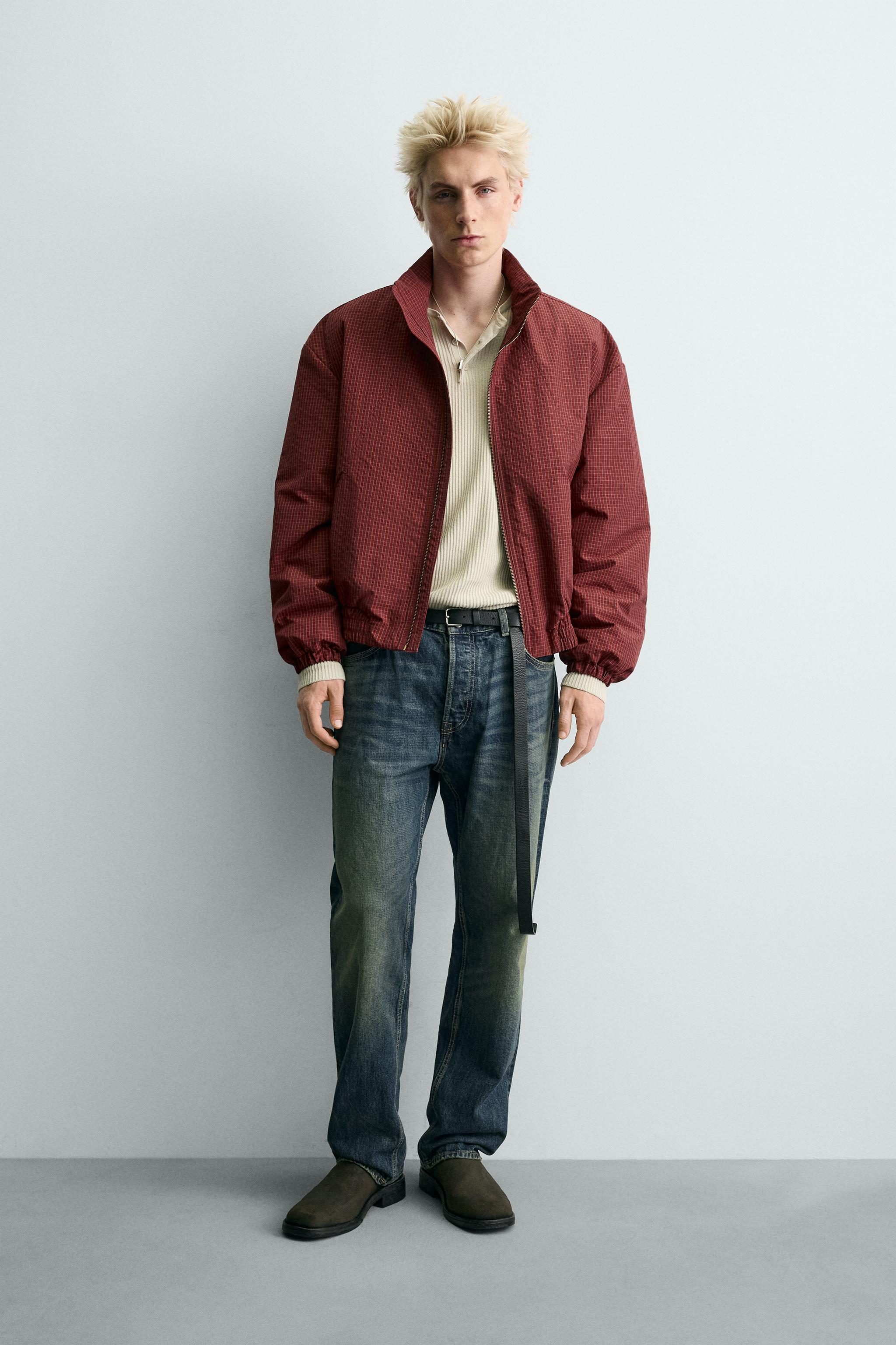 PLAID PUFFER WINDBREAKER JACKET - Dark red | ZARA United States