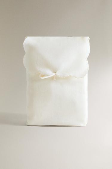 EMBROIDERED LINEN AND COTTON SHOWER CURTAIN - Ivory by Zara