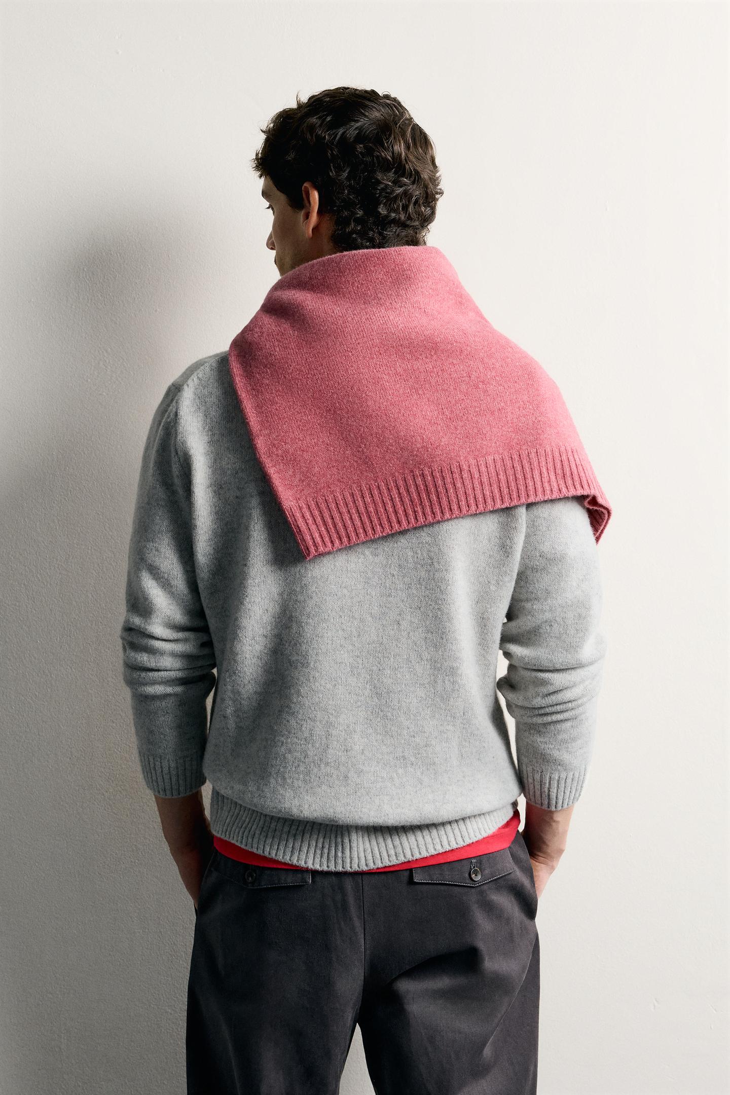 Мужской свитер Zara Regular Fit Wool Blend, цвет: Серый — фото 3