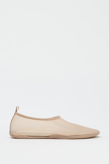 MESH BALLERINAS - Beige by Zara - Image 0