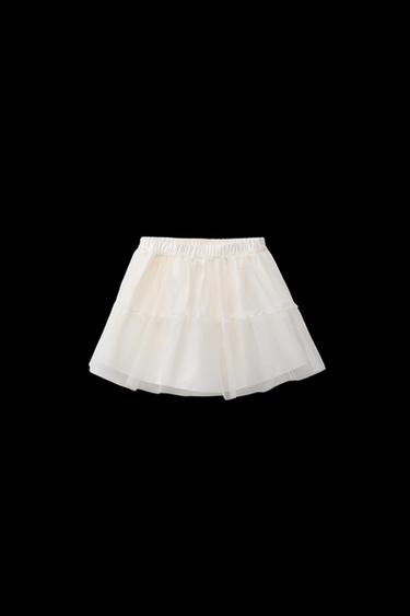 Zara RUFFLED TULLE SKIRT - Ecru - Image 0